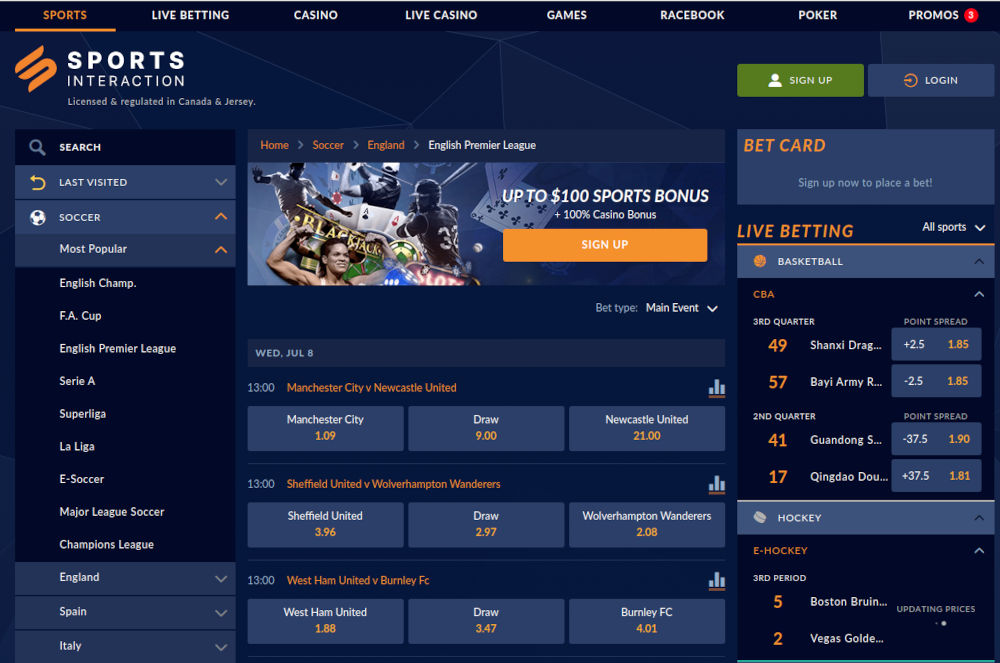 Sports Interaction Market And Odds